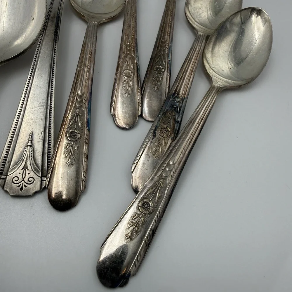 Vtg Silver Plated Flatware Mixed Lot Antique Crosby Oneida Rogers Panama Fork